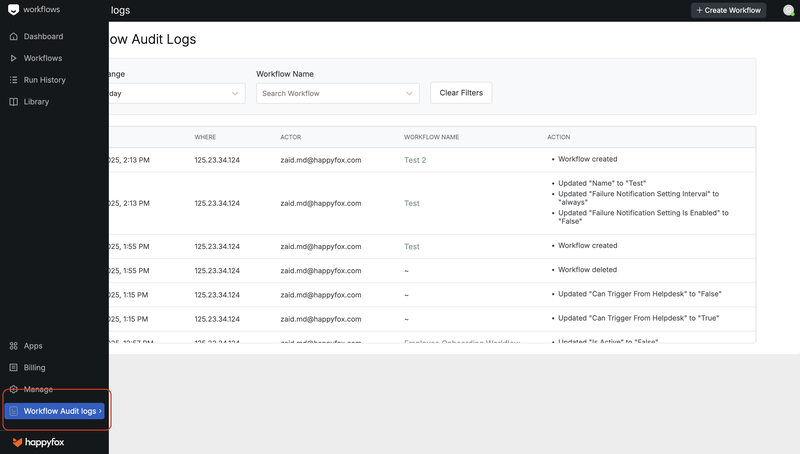 Track Workflow Audit Logs